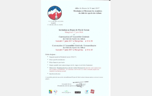 Convocation AG 17 juin + Apéro fin de saison